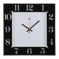 часы настенные квадратные "классика", 31х31 см стекло, черные рубин 2362201