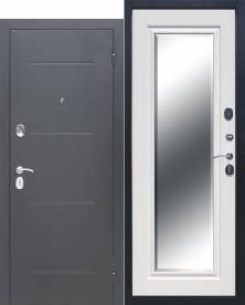 дверь мет. 7,5 см гарда серебро зеркало фацет белый ясень (860мм) левая