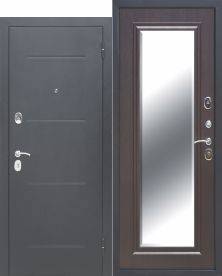 дверь мет. 7,5 см гарда серебро зеркало фацет венге (860мм) левая