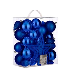 декор н-р шаров 40 шт. с верхушкой синий в прозрачной упаковке