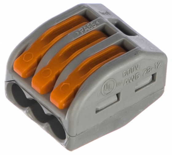 Клеммы WAGO 222-413 (3Х2,5мм2 с рычажком) (упаковка 50шт.) — купить в ...