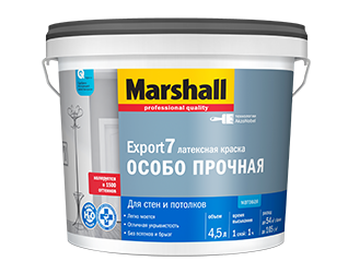 краска marshall export 7 матовая для внутренних работ, моющаяся, баз bc (0,9л)