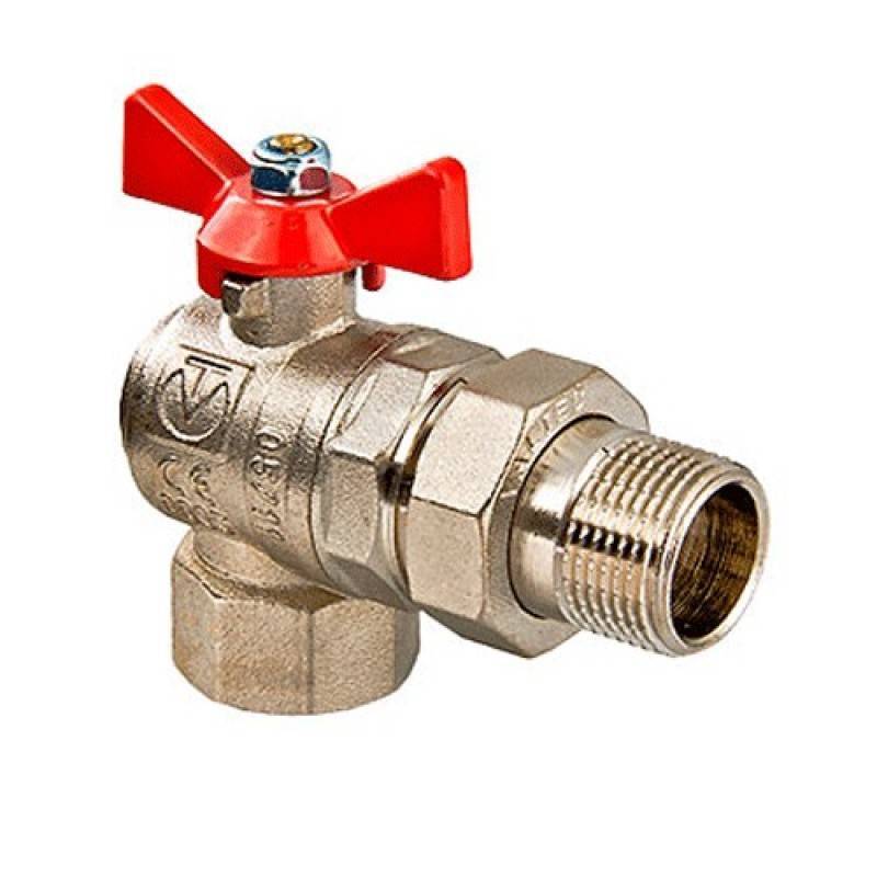 Кран шаровый угловой со сгоном (американка) ВР-НР 1/2\" бабочка — купить ...