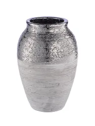 декоративная ваза фактура, д160 ш160 в250, серый металлический