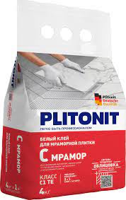 клей для мраморной плитки plitonit с мрамор -4кг , супер белый, класс с1те