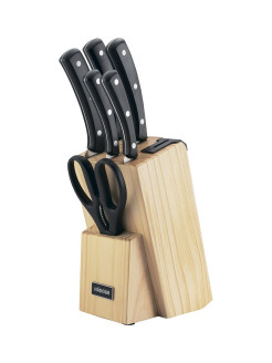 набор из 5 кухонных ножей и блока для ножей с ножеточкой, nadoba, серия helga