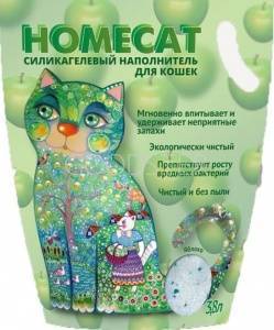 homecat яблоко силикагелевый наполнитель для кошачьих туалетов 3,8 л (1,8 кг) с ароматом яблока (1х8) (66344)