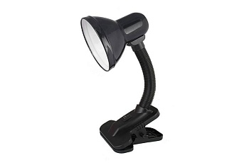 светильник настольный с прищепкой ultraflash uf-320p c02 черный 60вт, e27, лон