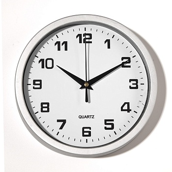 часы настенные, серия: классика, "эми" d=19 см, плавный ход, 1 аа, серебристые