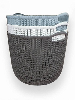 корзинка универсальная круглая плетенная knit l30л (серо/синий х60)