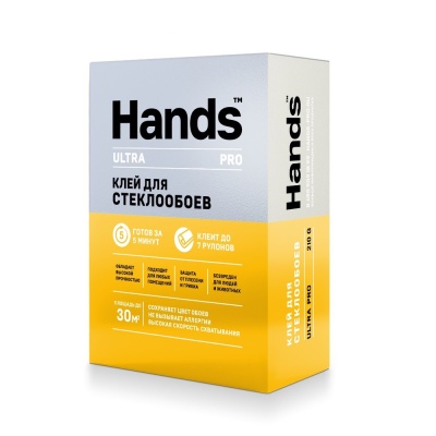 клей обойный hands ultra pro для всех типов стеклообоев 420 г
