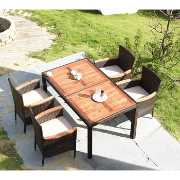 комплект мебели из иск. ротанга afm-460 150x90 brown (4+1) - 3упак