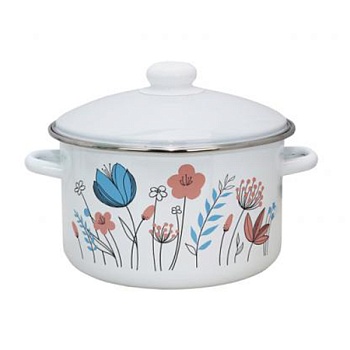 кастрюля эмал 4,0л 01-б1614/4м цветочки