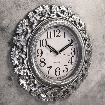 часы настенные, серия: интерьер, "велия", состаренное серебро, d=40 см
