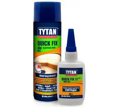 клей цианакрилатный двухкомпонентный для мдф tytan professional quiсk fix прозрачный, 200 мл/50 г