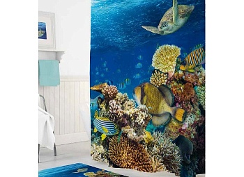 шторы для ванн полиэстер tropikhome digital printed aquarium 180х200