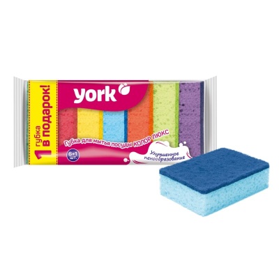 губки york 6+1 шт. колор люкс