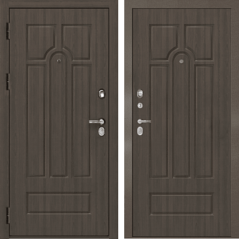 дверь стальная flat stout 13 (960*2050 левая., муар корич.дуб каньон тем/дуб кань)