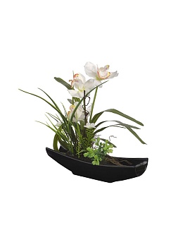 орхидея в черной ладье, д280 ш70 в335, белый