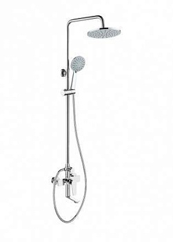 agger brilliant a0393300 душевая система со смесителем для ванны/душа: поворотный излив, пятирежимный ручной душ 120 мм с регулируемым по высоте и наклону держателем, верхний душ 225 мм