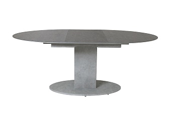 стол рим-1 мдф/стекло/пластик, 1400(1900)*967, керамика тересина терра/ бетон серый (на центр.опоре
