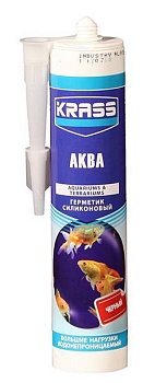 герметик силикон krass для аквариумов (аква) черный 300мл эстония