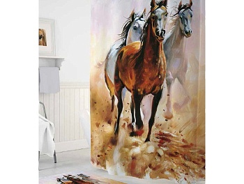 шторы для ванн полиэстер tropikhome digital printed horses 180х200