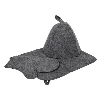 набор из трех предметов (шапка, коврик, рукавица) серый "нot pot" /20