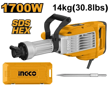 отбойный молоток sds-hex 1700 вт ingco pdb170068 industrial