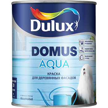 краска в/д dulux domus aqua для деревянных фасадов, п/мат, беcц, баз bc (2,5л)