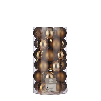 декор н-р шаров o 6 см 30 шт. бронзовый в прозрачной упаковке