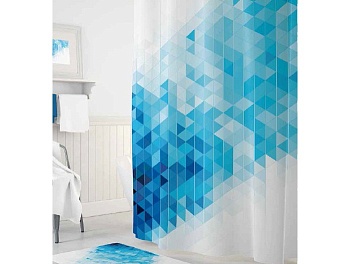 шторы для ванн полиэстер tropikhome digital printed blue squares 180х200