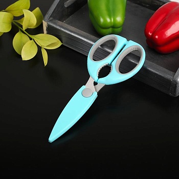 ножницы кухонные доляна «эльба», 22 см, с чехлом для лезвий, цвет микс