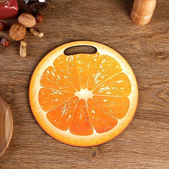 доска разделочная круглая кухонная "апельсин в разрезе", 26,5 см 5050307