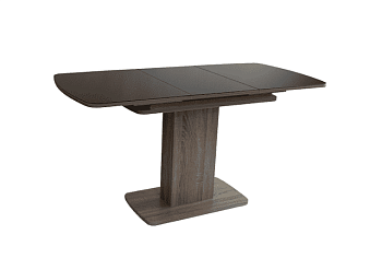 стол софия мини лдсп/стекло, 1100(1500)*700, дуб светлый/коричневое на центральной опоре