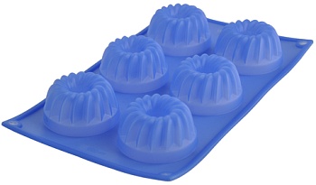 93-si-fo-24 ф-ма д/кексов (синяя) 6 ячеек фигурные 30х17,5х3,8см linea silicone