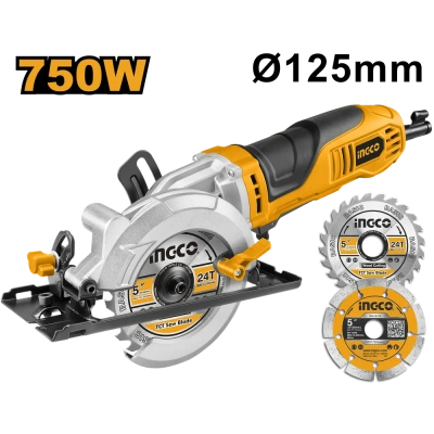 пила циркулярная сетевая ingco mfs1251, 750вт, 125мм
