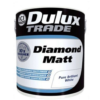 краска в/д dulux diamond matt для потолка и стен. баз bw ( 10л. )