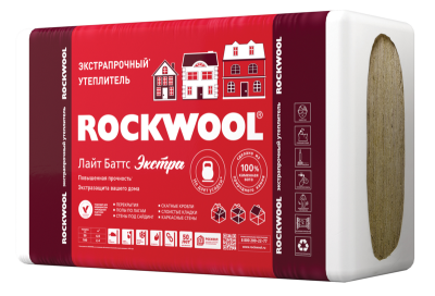 утеплитель rockwool "лайт баттс экстра" пл.40-50 1000*600*50 (8шт, 4,8м2, 0,24м3)