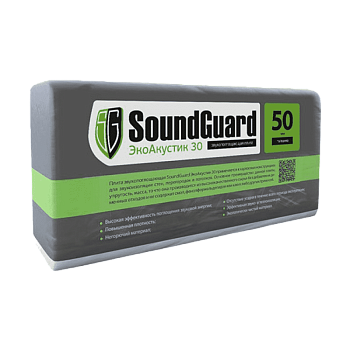 плита звукопоглощающая soundguard экоакустик 80 1250х600х20мм (7,5м2)(0,15м3)(11,25кг)