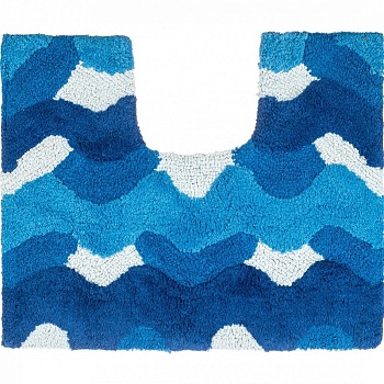 коврик для ванной "волны" с u-вырезом, голубой, 50*40 cm