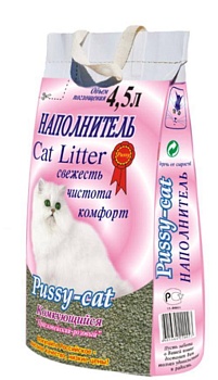 pussy-cat наполнитель розовый комкующийся 4,5 л (1х3)