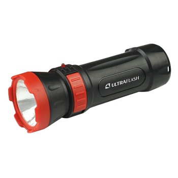фонарь ultraflash led3849 (фонарь аккум.220в, черный, 1 led, 2 реж.,sla, пластик, коробка)