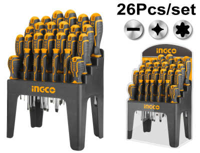 набор отверток ingco hksd2628 26шт двухкомпонентная рукоятка