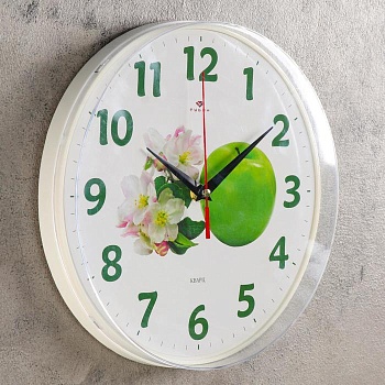часы настенные "зелёное яблоко", "рубин", 25х25 см 2566694