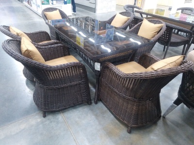 сет chanel на 6 человек (стол 160х85, 6 кресел), темнокоричневый