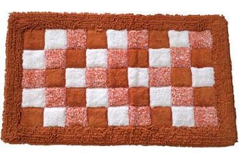 коврик для ванной "шахматы" двойной, оранжевый, 60*100cm+60*50cm