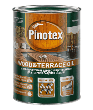 масло pinotex wood & terrace oil деревозащитное для сад мебели и терасс, бесцветный (2,7л)