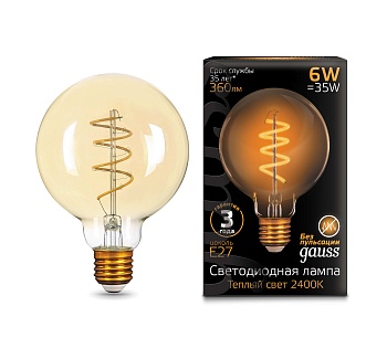 лампа gauss g95 flexible e27 6w 2400к