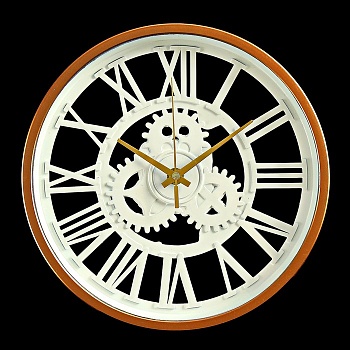 часы настенные, серия: интерьер, "шестеренки", белые с бронзой, d=24 3620900